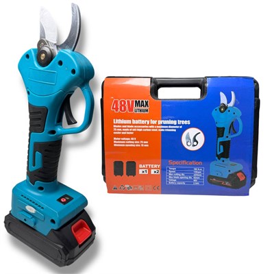 Аккумуляторный секатор в кейсе 2 АКБ (синий)